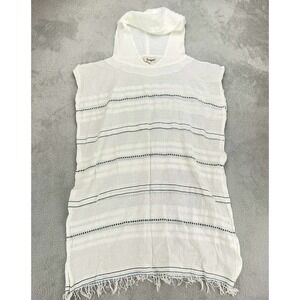 Lemlem Cover-Up Hooded Beach Tunic Striped Sleeveless White Cotton Size M summer